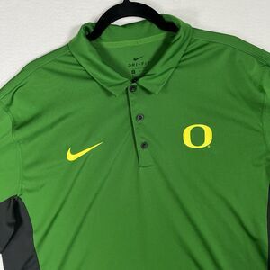 Nike Dri-FIT Oregon Ducks Polo Shirt Mens XL Green Black Colorblock Golf Coach